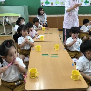 年少組　歯科指導　歯の磨き方を教えてもらったよ🦷